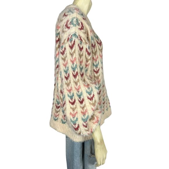 Forever 21 Womens sweater L Large Multicolor Fuzzy Soft Cozy Comfy Casual Cute - Picture 6 of 8